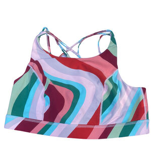 Rainbow Stripes Bright Colourful Women's Torrid Active Sports Bra Size 1X